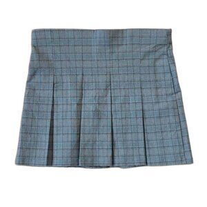 Shinestar Houndstooth Plaid Pleated Mini Skirt Size Large